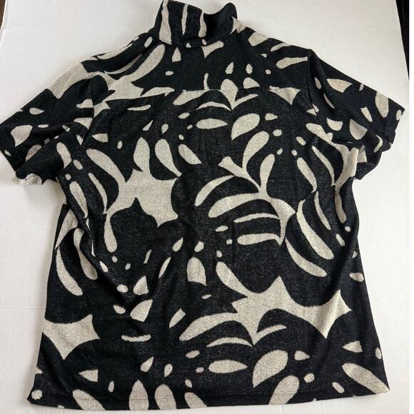 H&M Black Leaf Print Resort Shirt - Size XL - Terry Cloth - Picture 7 of 7
